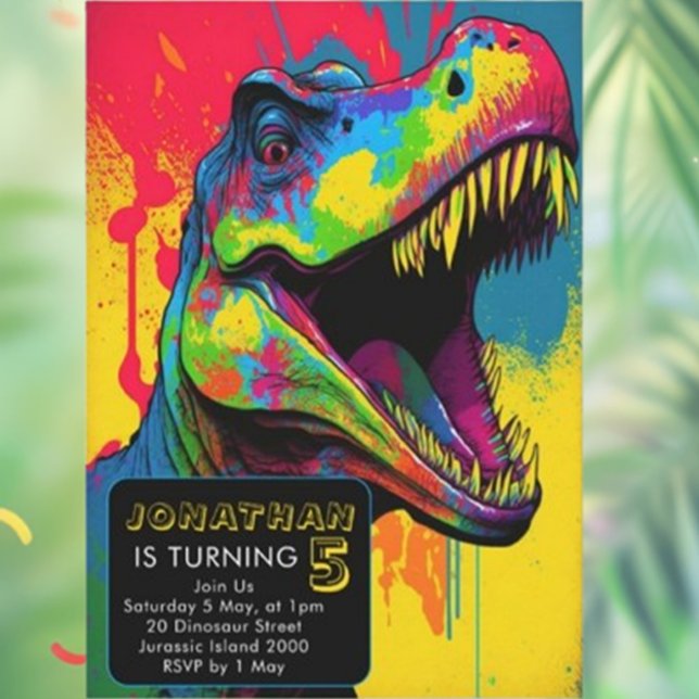 Convites Dino-Mite 5 Birthday (Celebrate your little one's 5th birthday with a roaring good time!)