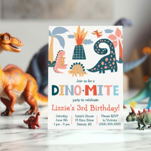 Convites Dino-Mite Dinossauro Quente Festa de aniversário