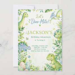Convites Dino Mite Watercolor Dinosaur Birthday Party Paste