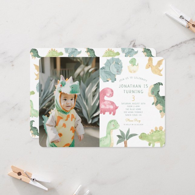 Convites Dino Party Dino mite Foto Aniversário (Criador carregado)