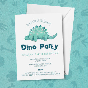 Convites Dino Party Dinossaur Stegosaurus Boys Aniversário