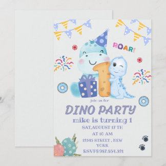 Convites Dino Party, primeiro aniversário, dinossauros boni