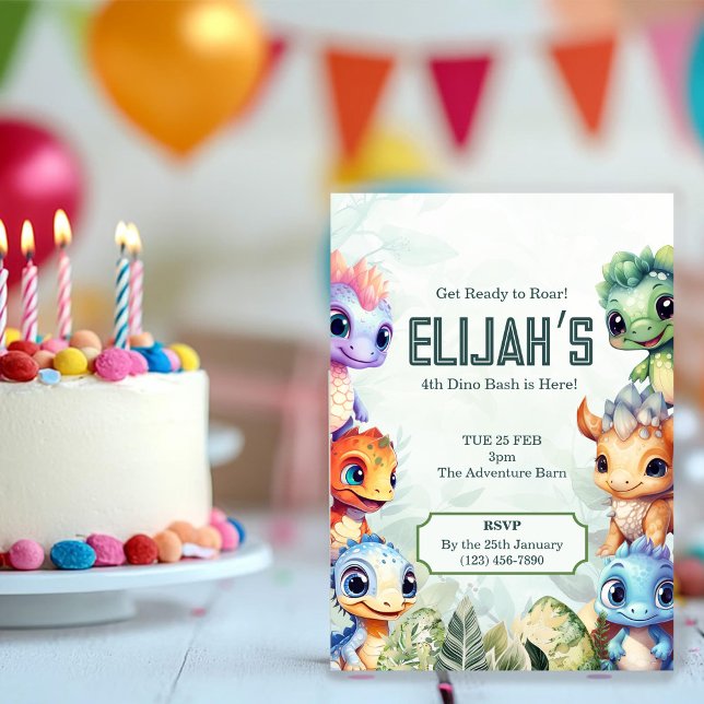 Convites Dino Roar 4º aniversário Bash (Criador carregado)