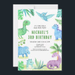 Convites Dino Three Trex Boy 3rd Dinosaur Aniversário<br><div class="desc">Este design de dinossauro é excelente para o aniversariante na sua vida. Deem-lhes um dia de dino-ácaro com este design dino com o tema de um trex,  triceratops,  brontosauro e raptor.</div>