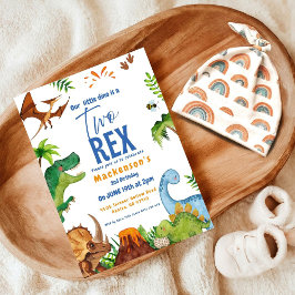 Convites Dino Two rex 2nd boy Dinosaur birthday party