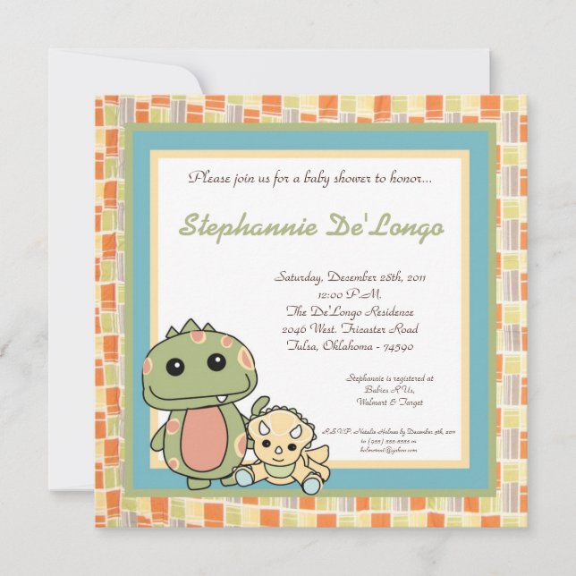 Convites Dinos Play Dinosaurs T Rex Baby Shower Invitation (Frente)