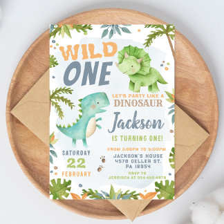 Convites Dinosaur 1st Birthday Invitation Dino Theme Party