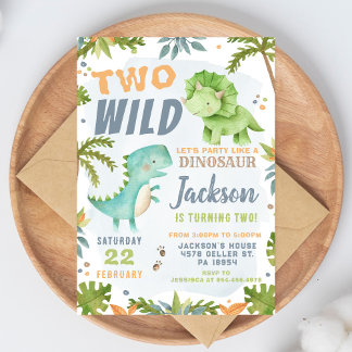 Convites Dinosaur 2nd Birthday Invitation Dino Theme Party