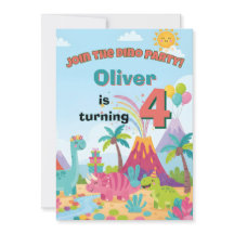 Dinosaur Birthday Invitation – 5x7 Kids Party Card