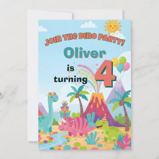 Convites Dinosaur Birthday Invitation – 5x7 Kids Party Card