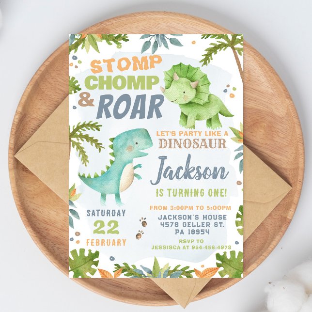 Convites Dinosaur Birthday Invitation Dino Party Invite (Criador carregado)