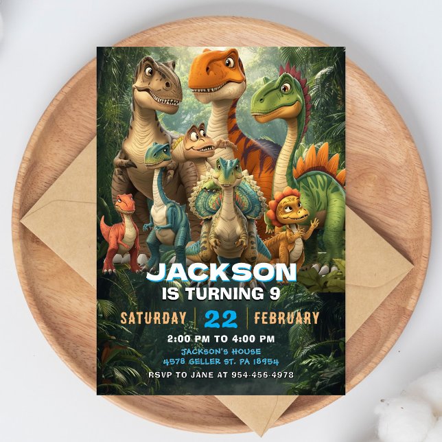 Convites Dinosaur Birthday Invitation T Rex Party Invite (Criador carregado)