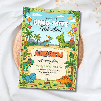 Convites Dinosaur Birthday Party Dino Kids  Jungle Theme