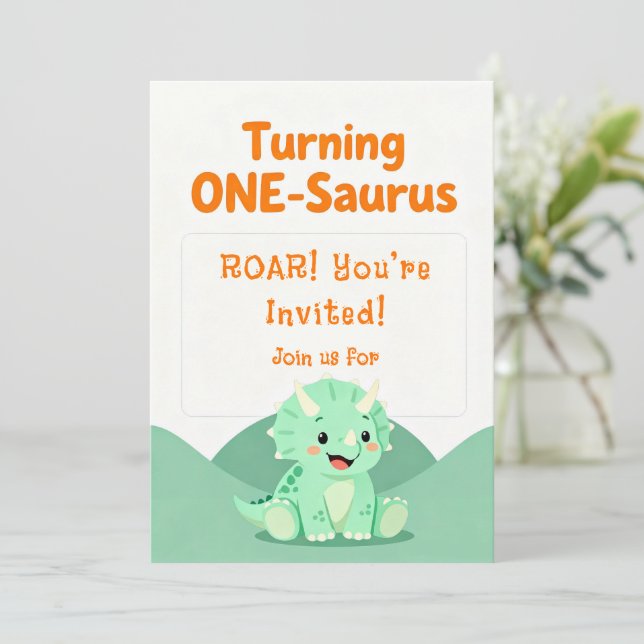 Convites Dinosaur Birthday Party Invitation (Em pé/Frente)