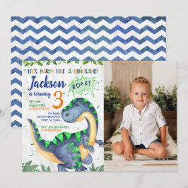 Convites Dinosaur Birthday Photo Invitation for a Boy