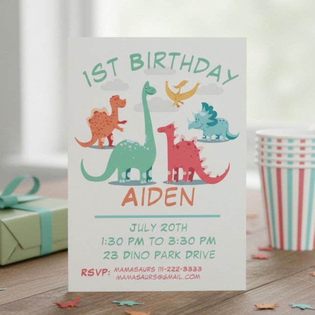 Convites Dinosaur de Aniversário Personalizado (Criador carregado)