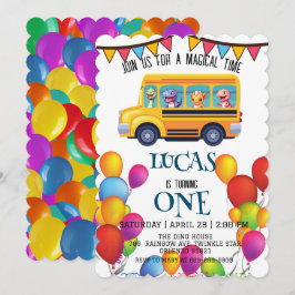 Convites Dinosaur engraçado De Volta à Escola Ônibus menino