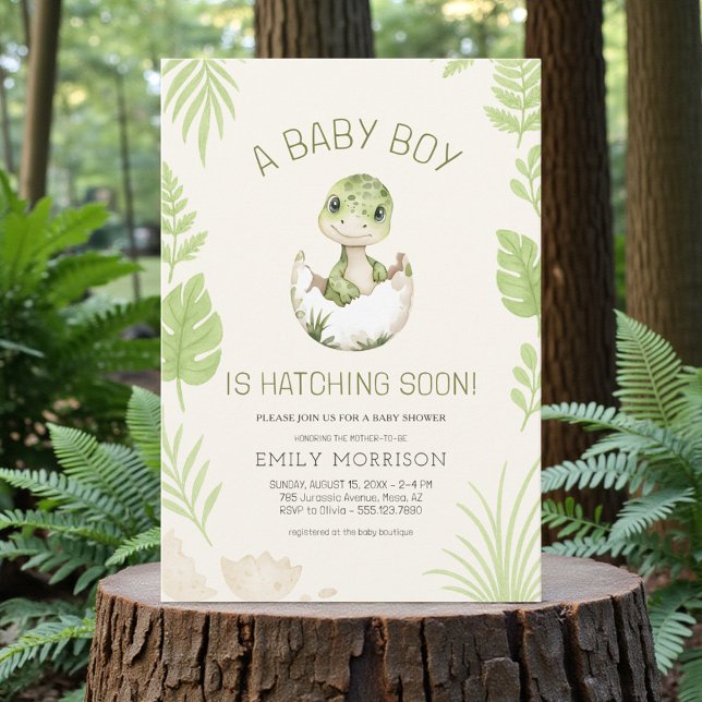 Convites Dinosaur Hatching Soon Baby Boy Shower  (Criador carregado)