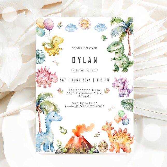 Convites Dinosaur Kids Birthday Party Invitation (Criador carregado)