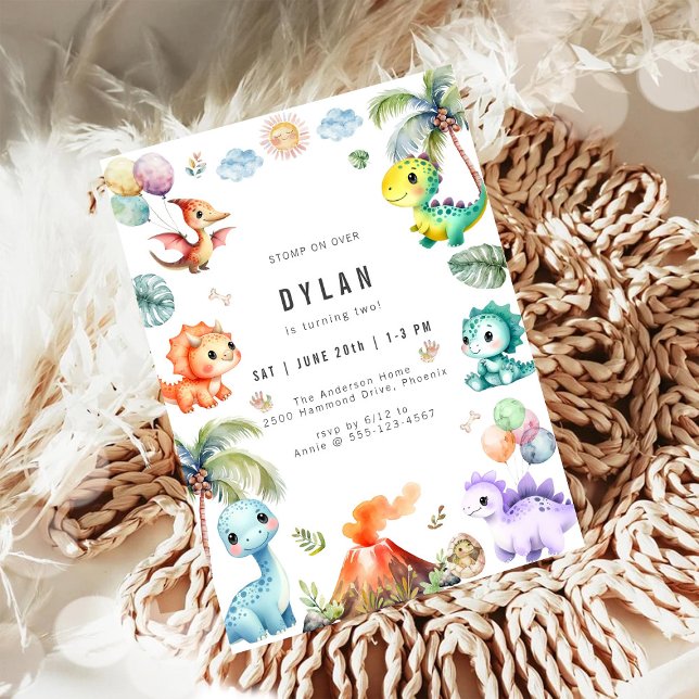 Convites Dinosaur Kids Birthday Party Invitation (Criador carregado)