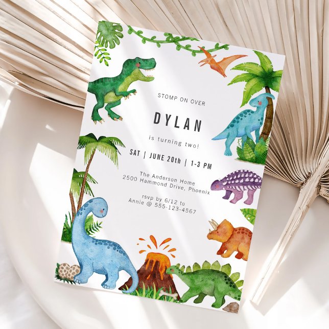 Convites Dinosaur Kids Birthday Party Invitation (Criador carregado)