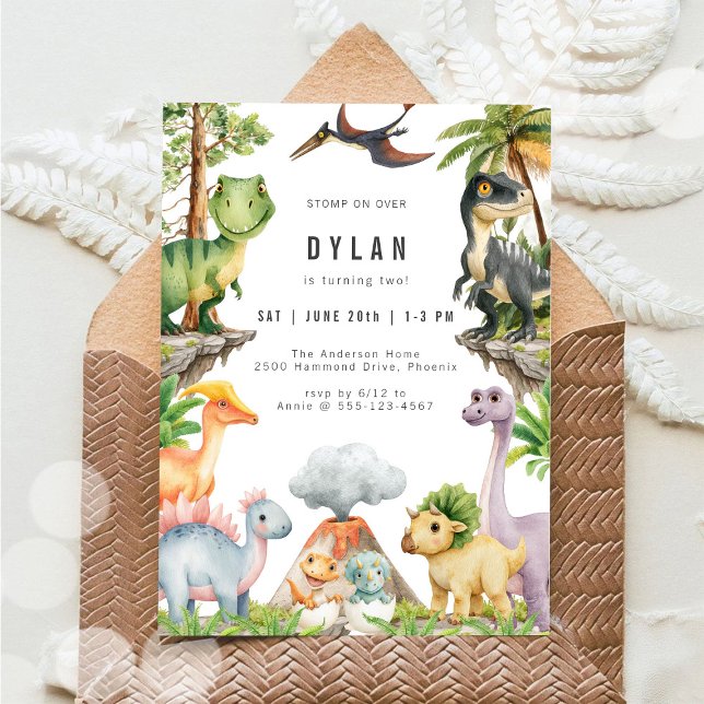Convites Dinosaur Kids Birthday Party Invitation (Criador carregado)