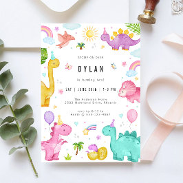 Convites Dinosaur Kids Birthday Party Invitation
