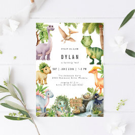 Convites Dinosaur Kids Birthday Party Invitation