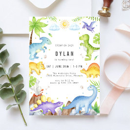 Convites Dinosaur Kids Birthday Party Invitation