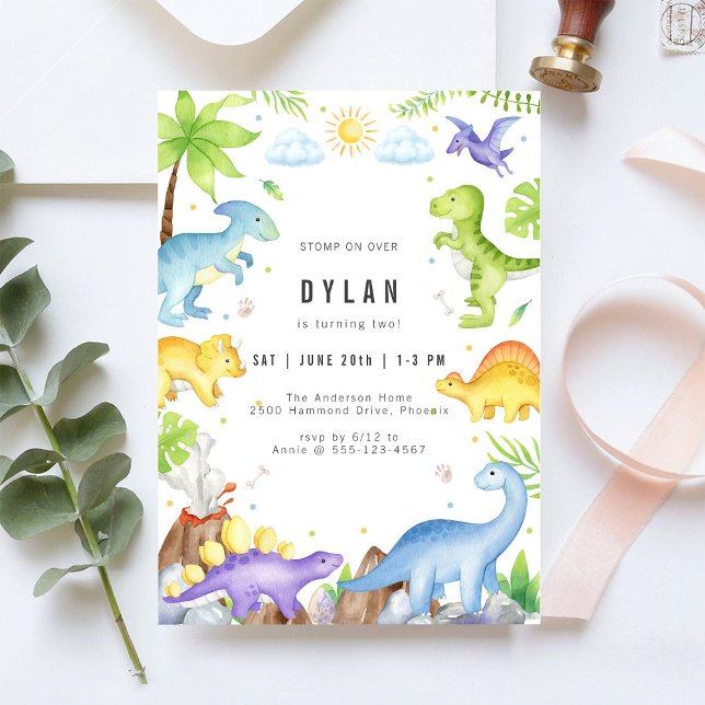 Convites Dinosaur Kids Birthday Party Invitation (Criador carregado)