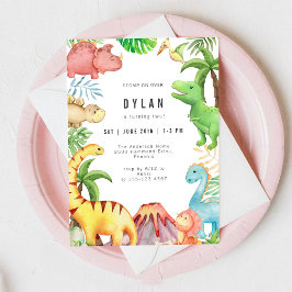 Convites Dinosaur Kids Birthday Party Invitation