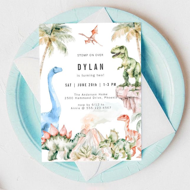 Convites Dinosaur Kids Birthday Party Invitation (Criador carregado)
