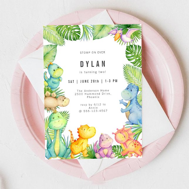 Convites Dinosaur Kids Birthday Party Invitation (Criador carregado)