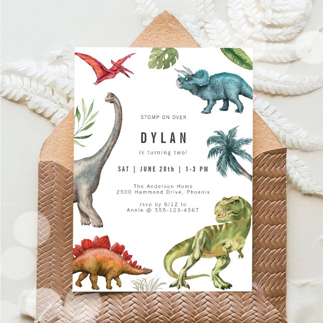Convites Dinosaur Kids Birthday Party Invitation (Criador carregado)