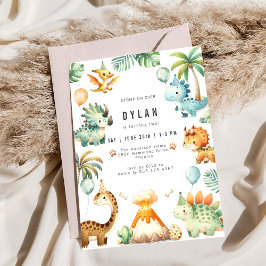 Convites Dinosaur Kids Birthday Party Invitation