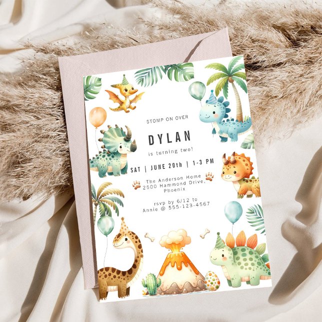 Convites Dinosaur Kids Birthday Party Invitation (Criador carregado)