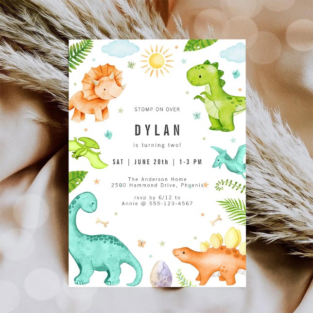 Convites Dinosaur Kids Birthday Party Invitation (Criador carregado)
