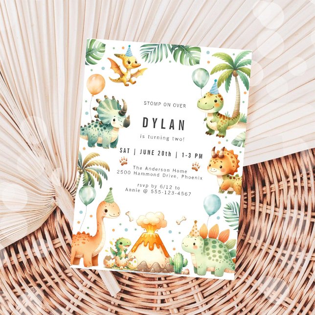 Convites Dinosaur Kids Birthday Party Invitation (Criador carregado)