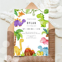 Convites Dinosaur Kids Birthday Party Invitation