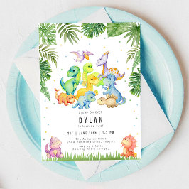 Convites Dinosaur Kids Birthday Party Invitation