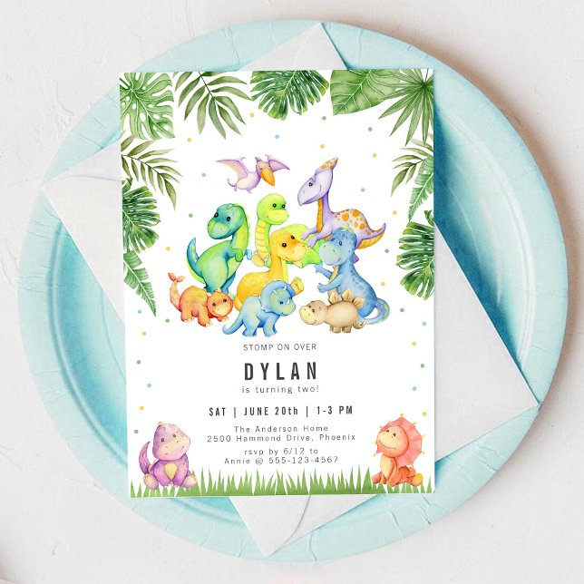 Convites Dinosaur Kids Birthday Party Invitation (Criador carregado)