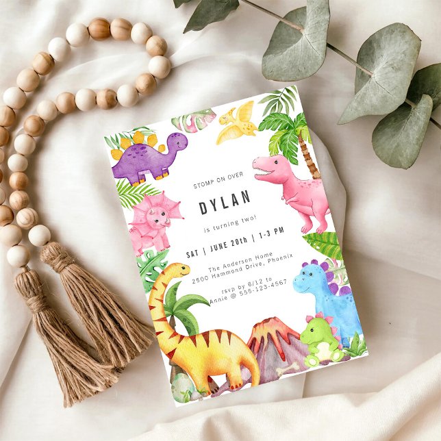Convites Dinosaur Kids Birthday Party Invitation (Criador carregado)