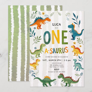Convites Dinosaur Oneasaurus Alegre Feliz Aniversário de 1