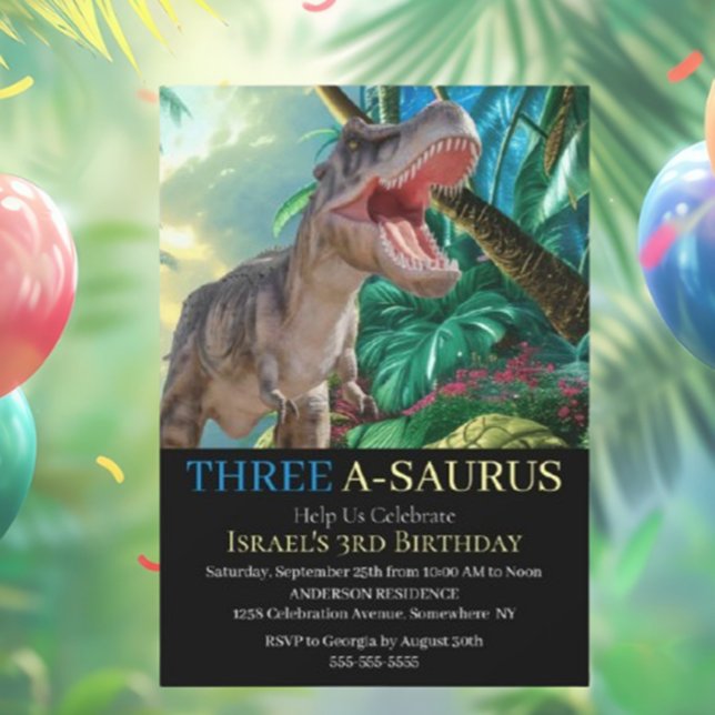 Convites Dinosaur T Rex Crianças Mundo Jurássico  (Roar into Fun: T-Rex Jurassic World Birthday Invitation!)