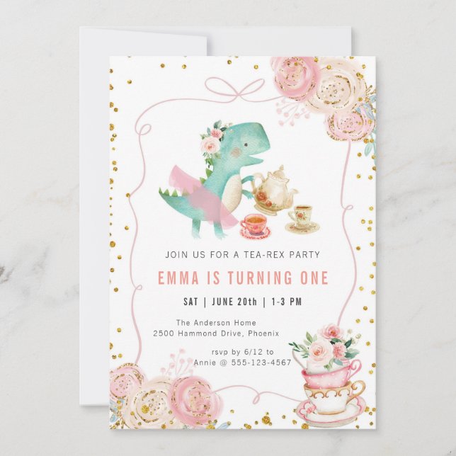 Convites Dinosaur Tea Party Birthday Invitation (Frente)