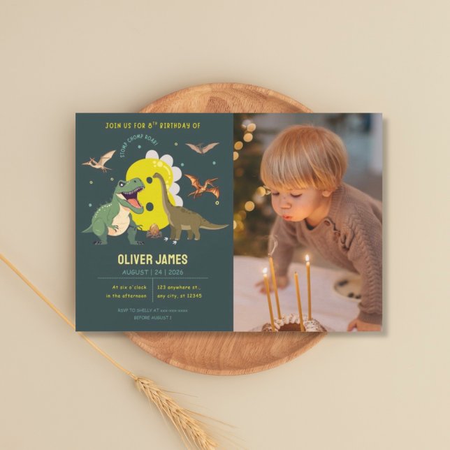 Convites Dinosaur theme boy 8th birthday  (Criador carregado)