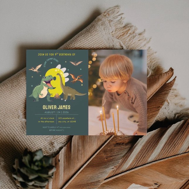 Convites Dinosaur theme boy 9th birthday  invitation (Criador carregado)