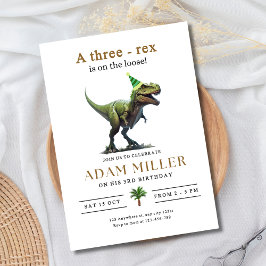 Convites Dinosaur Três Rex Aniversário 3º Aniversário Menin