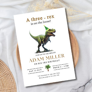 Convites Dinosaur Três Rex Aniversário 3º Aniversário Menin