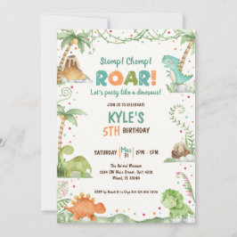 Convites Dinosaur Watercolor Birthday